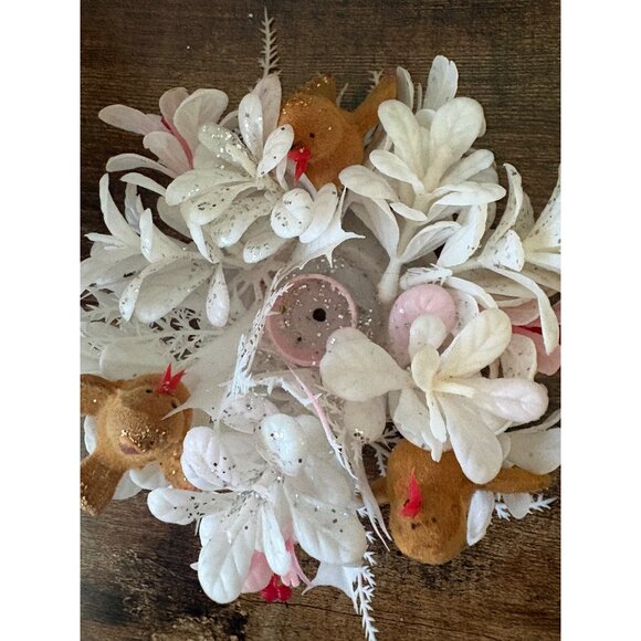 VTG Christmas Plastic Centerpiece Candleholder Tablepiece Birds Lot of 2 White R - Picture 2 of 7